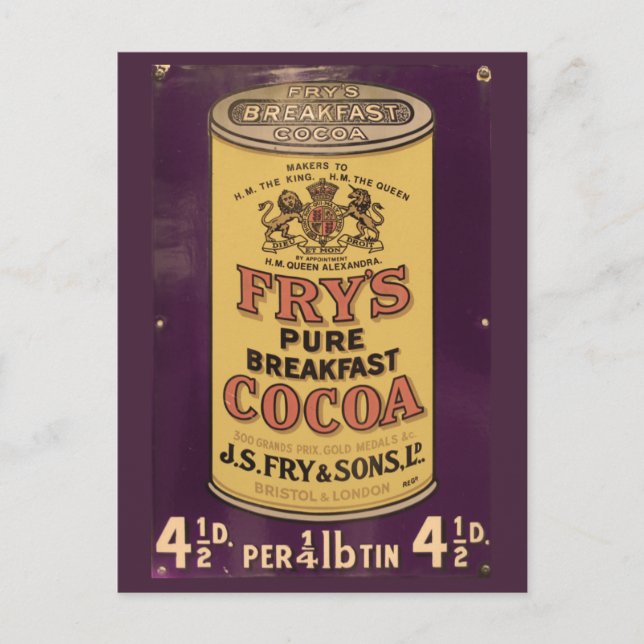 Fry's Cocoa Vintage Ad Postkarte (Vorderseite)