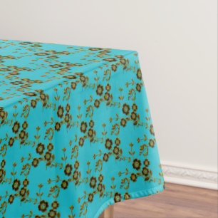 FS Style 1-AQUA-GOLD-52x70 BAUMWOLLE Tischdecke