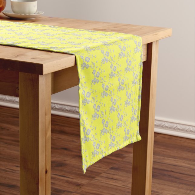 FS-Style 1-YELLOW-WHITE 2-TABLE-RUNNER 14x72in Kurzer Tischläufer (Beispiel)