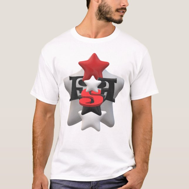 FSF-Logo "Stacks" Basic White T-Shirt (Vorderseite)