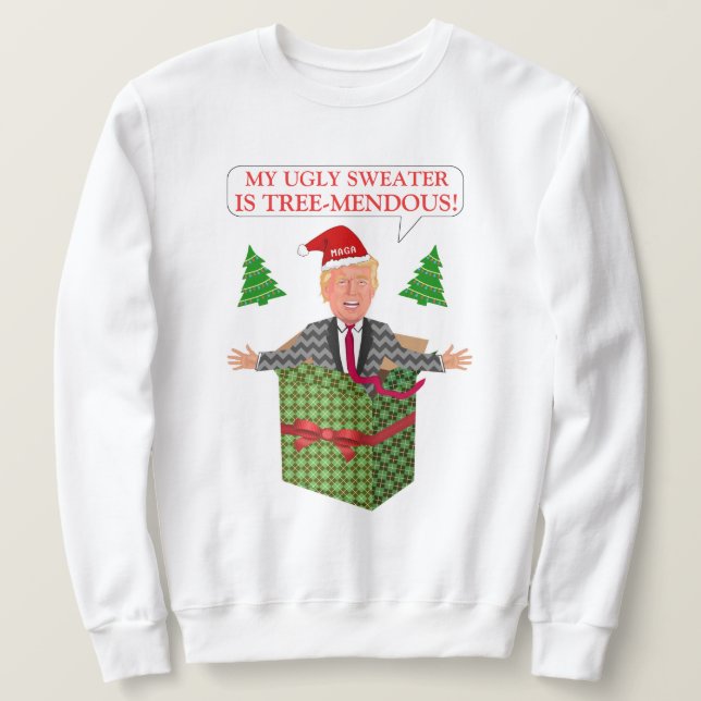 Fsonniger Donald Trump dugly Weihnachtsbaum Mendou Sweatshirt (Design vorne)