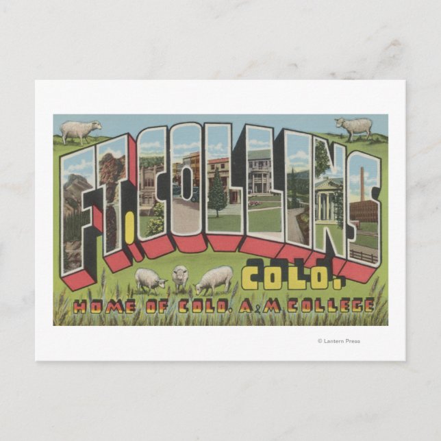 Ft. Collins, Colorado - Große Buchstabenszenen Postkarte (Vorderseite)