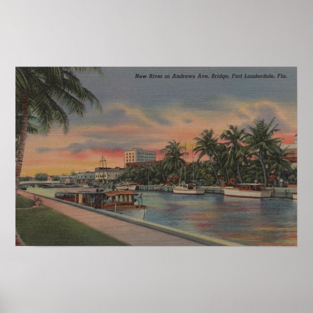Ft. Lauderdale, FL - New River View & Andrews Poster (Vorne)