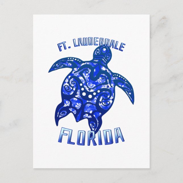 Ft Lauderdale Florida Vacation Tribal Turtle Postkarte (Vorderseite)