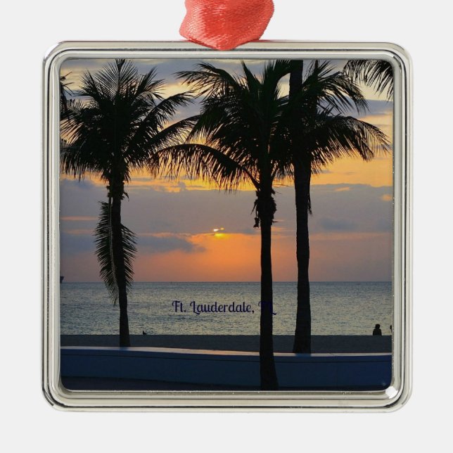 Ft. Lauderdale Sunrise Silbernes Ornament (Vorne)