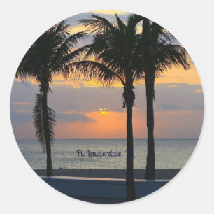Ft. Lauderdale Sunset Runder Aufkleber
