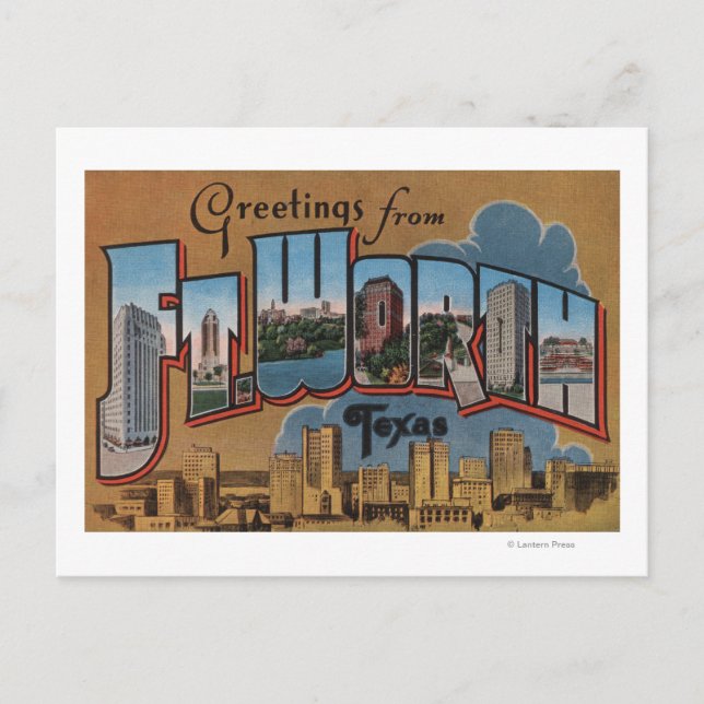 Ft. Worth, Texas - Große Buchstabenszenen Postkarte (Vorderseite)