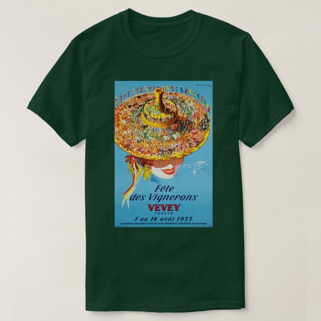 Fte des Vignerons Vevey Suisse 1955 T-Shirt (Design vorne)