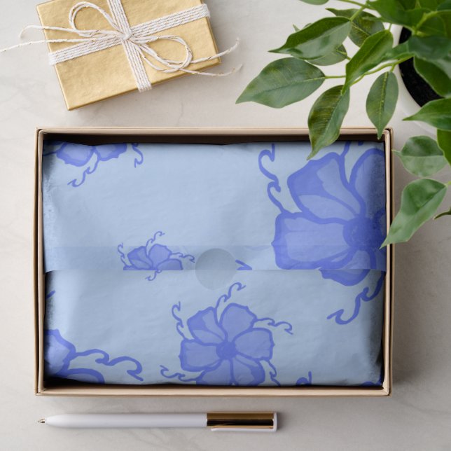 FTF Monochromes Seidenpapier in Blau (Geschenk)
