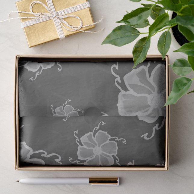 FTF Monochromes Seidenpapier in dunklem Graustufen (Geschenk)