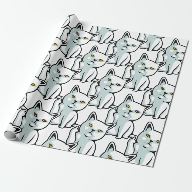 FU Cat komisch unhöfliche Handgestalt Wrapping Pap Geschenkpapier (Ungerollt)