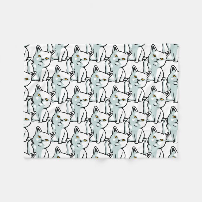 FU-Katze lustige unhöfliche Handgeste Fleecedecke (Vorderseite (Horizontal))