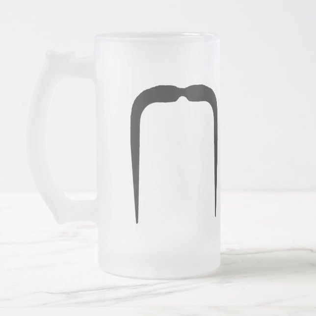 Fu Manchu-Schnurrbart Mattglas Bierglas (Links)