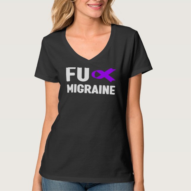 Fu Migräne Bewusstsein Migräne Kopfschmerzen Bewus T-Shirt (Vorderseite)