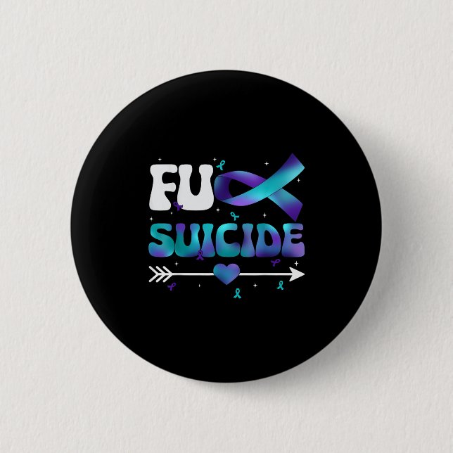 Fu Ribbon Suizidprävention Bewusstsein Frauen Männ Button (Vorderseite)