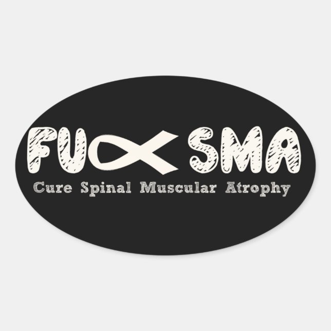 Fu SMA Awareness Ribbon Cream Ovaler Aufkleber (Vorderseite)