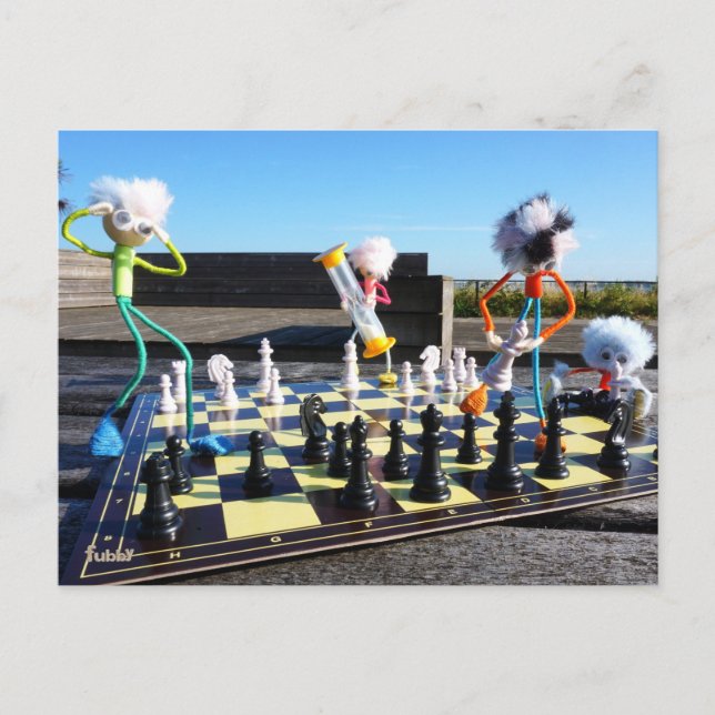 Fubby die schaakspel spelen. postkarte (Vorderseite)