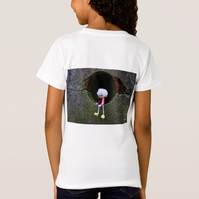 Fubby poppetje dat in een muur zit.  T-Shirt (Rückseite)