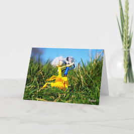 Fubby poppetjes die dansen in het gras. dankeskarte