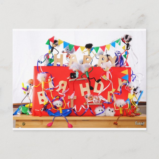 Fubby's die feest vieren voor verjaardag. postkarte (Vorderseite)
