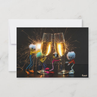 Fubby's die feestelijk proosten met vuurwerk. dankeskarte