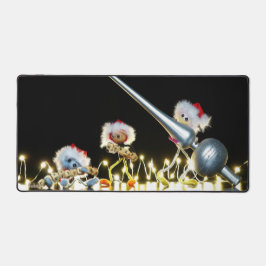 Fubby's in Kerstsfeer met Kerstdecoratie. Schreibtischunterlage