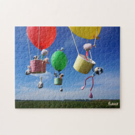 Fubby's in luchtballonnen die op avontuur gaan.