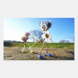 Fubby's in natuur met madeliefjes. rechteckiger aufkleber