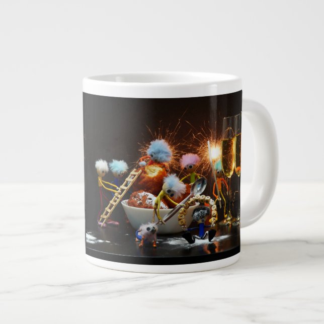 Fubby's met Jaarwisseling bij feestdagen. Jumbo-Tasse (Vorderseite Rechts)