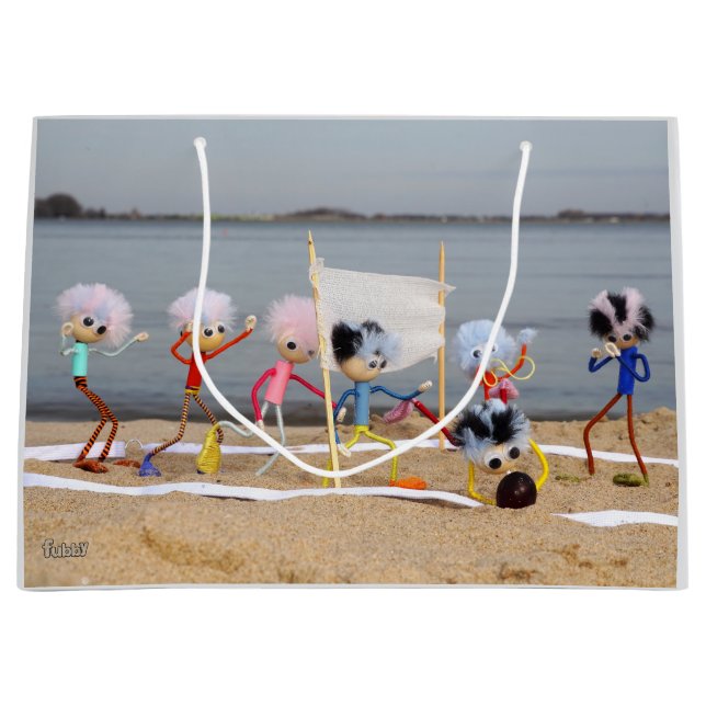 Fubby's spelen beach volleybal op het strand. große geschenktüte (Vorderseite)