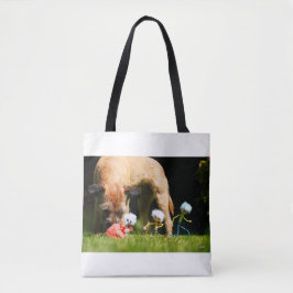 Fubby's stier scene spelend met een Hond. Tasche
