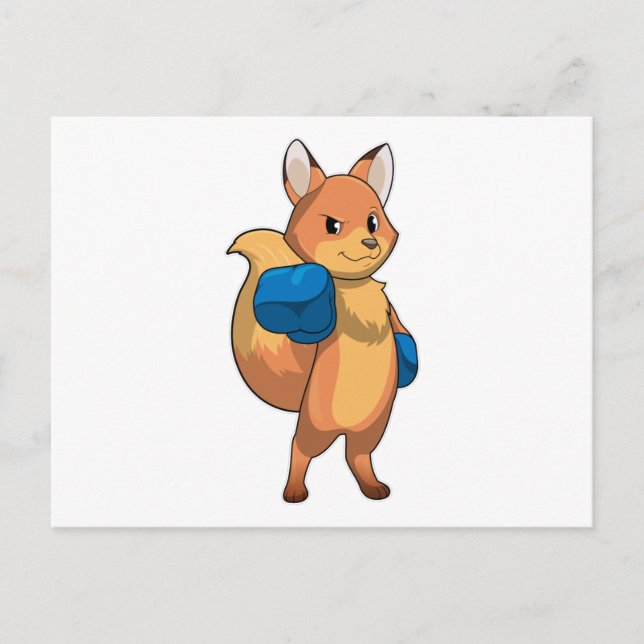 Fuchs als Boxer mit Boxhandschuhen Postkarte (Vorderseite)