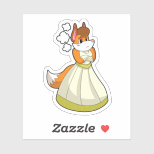 Fuchs als Braut mit Hochzeitskleid.PNG Aufkleber