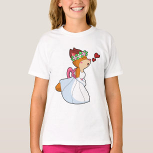 Fuchs als Braut mit Hochzeitskleid und Blumenkranz T-Shirt