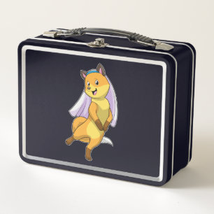 Fuchs als Braut mit Schleier Metall Brotdose