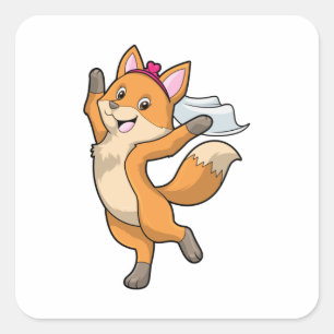 Fuchs als Braut mit Schleier und Herz Quadratischer Aufkleber
