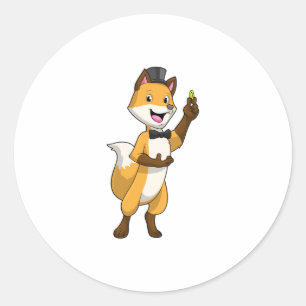 Fuchs als Bräutigam mit Ehering Runder Aufkleber