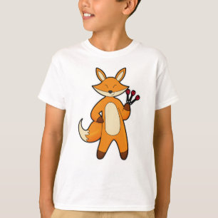 Fuchs als Dartspieler mit Darts T-Shirt