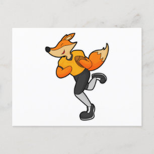 Fuchs als Fußballspieler mit Fußball Postkarte