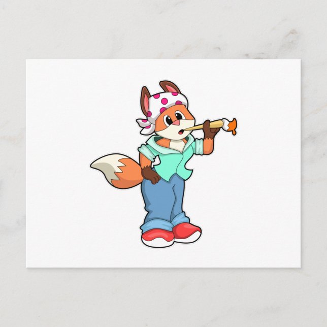 Fuchs als Maler mit Pinsel und Farbe Postkarte (Vorderseite)