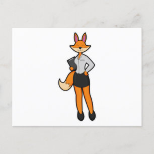 Fuchs als Sekretär mit Notizblock Postkarte