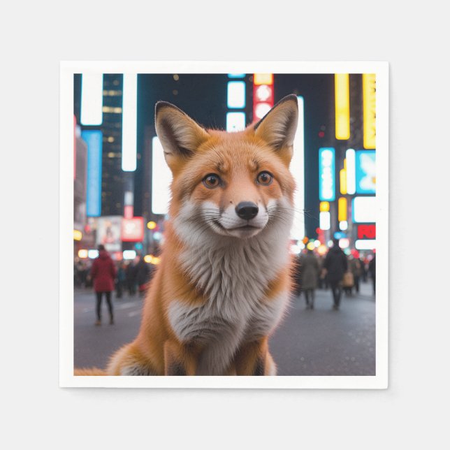 Fuchs am Times Square Serviette (Vorderseite)