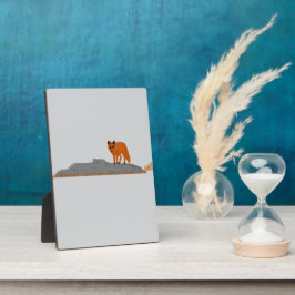 🦊Fuchs auf dem Felsen – Büroschmuck Fotoplatte