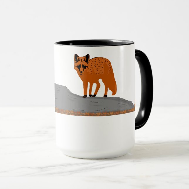 🦊 Fuchs auf dem Felsen Combo Mug Tasse (VorderseiteRechts)