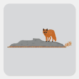 🦊 Fuchs auf dem Felsen Quadratischer Aufkleber