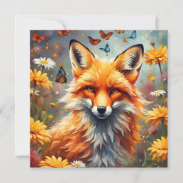 Fuchs auf der Wiese Mitteilungskarte
