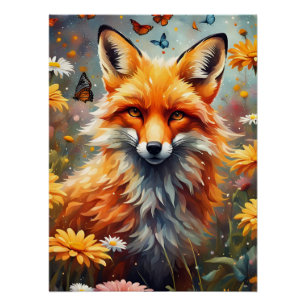 Fuchs auf der Wiese Poster