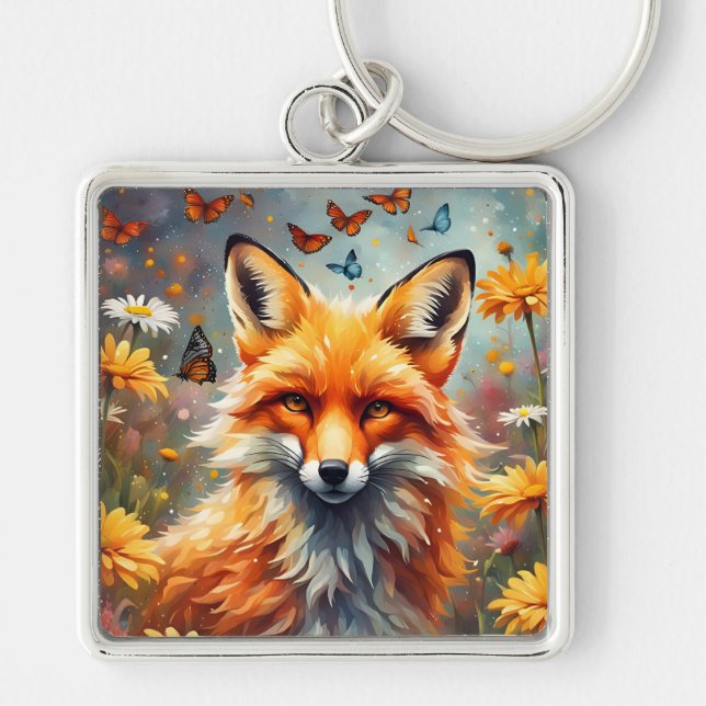 Fuchs auf der Wiese Schlüsselanhänger (Vorne)