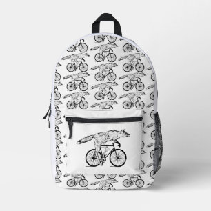 Fuchs auf Fahrrad Kunstprint mit Launen und Fantas Bedruckter Rucksack