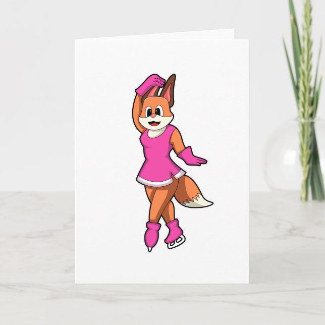 Fuchs bei Eis Skaten mit Eis-Skaten Karte (Vorderseite)